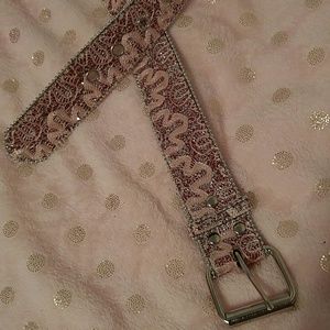 Western Leather Pink & Silver W/Glitter Belt SZ S